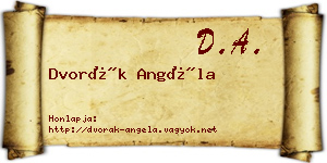 Dvorák Angéla névjegykártya